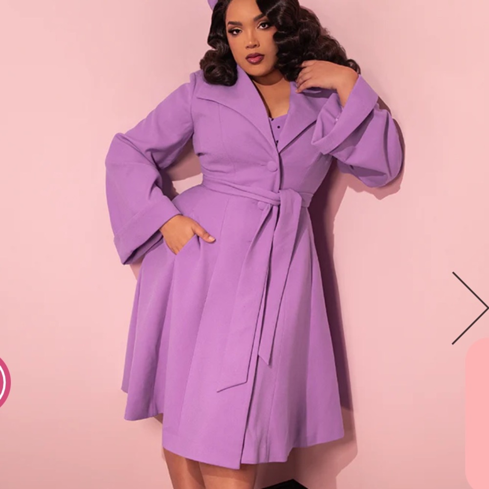 Vixen by Micheline Pitt lilac dress coat L - Picture 2 of 4
